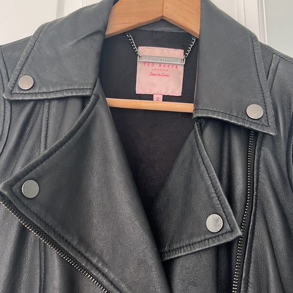 Ted Baker real leather biker jacket, size 2 (approx size 4 US) - Picture 6 of 8